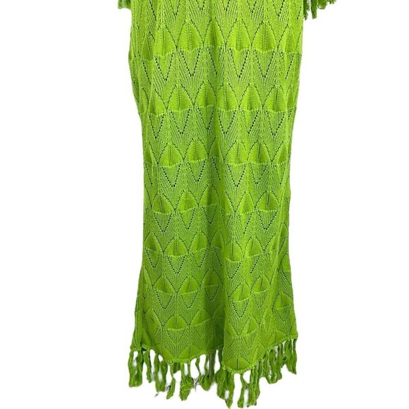 NWT DODO BAR OR Size 42 US 4-6 Simmons Dress Green Knit Tassles Maxi Half Sleeve - Picture 5 of 14